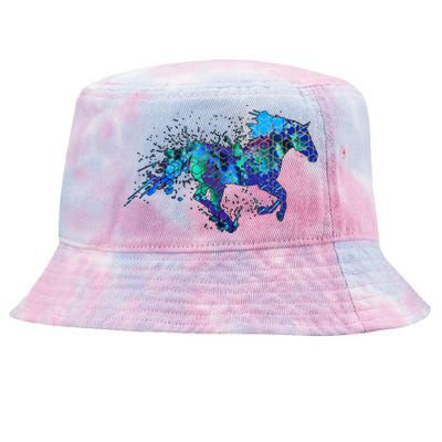 Blue Horse Running Tie-Dyed Bucket Hat