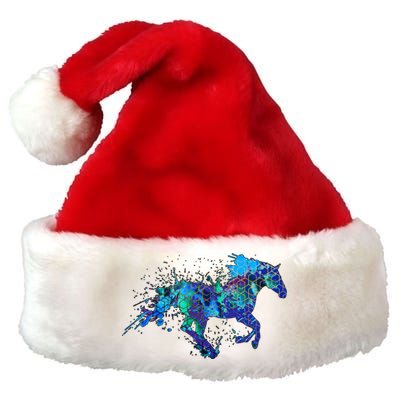 Blue Horse Running Premium Christmas Santa Hat