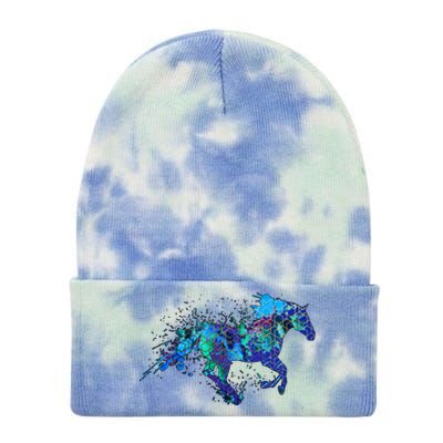 Blue Horse Running Tie Dye 12in Knit Beanie