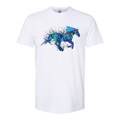 Blue Horse Running Softstyle® CVC T-Shirt