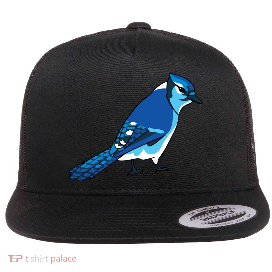 Blue Jay Bird Flat Bill Trucker Hat