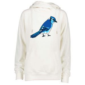 Blue Jay Bird Womens Funnel Neck Pullover Hood