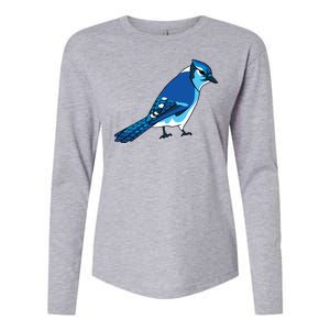 Blue Jay Bird Womens Cotton Relaxed Long Sleeve T-Shirt