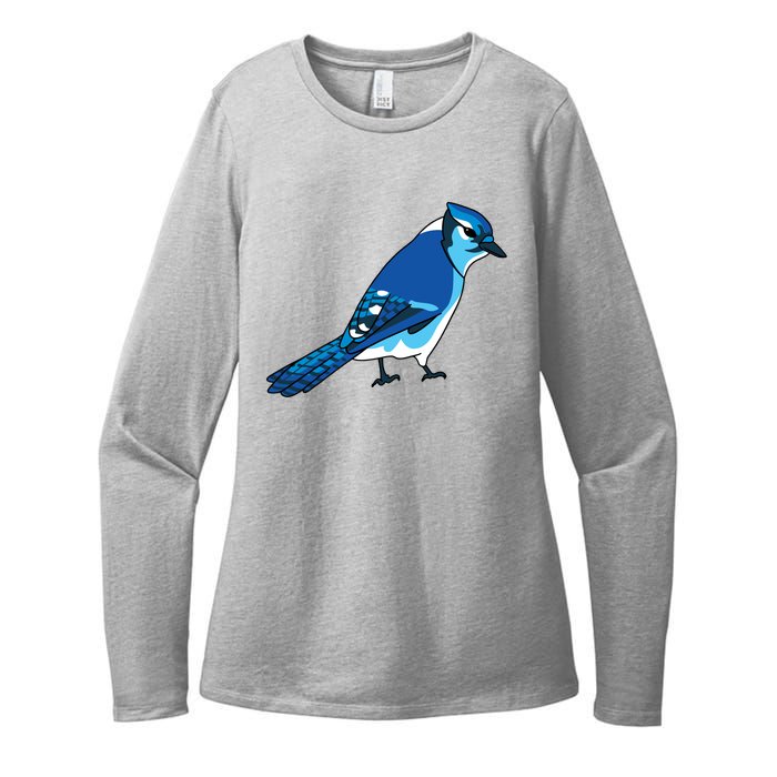 Blue Jay Bird Womens CVC Long Sleeve Shirt