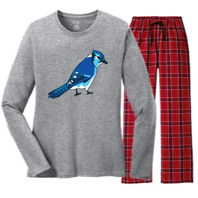 Blue Jay Bird Women's Long Sleeve Flannel Pajama Set 