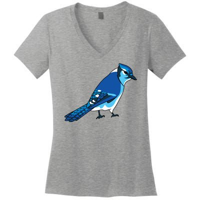 Blue Jay Bird Women's V-Neck T-Shirt