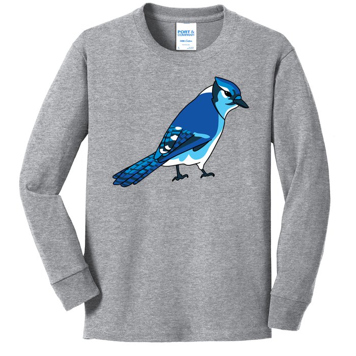 Blue Jay Bird Kids Long Sleeve Shirt