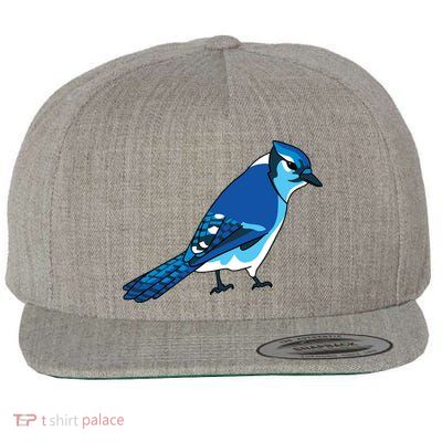 Blue Jay Bird Wool Snapback Cap