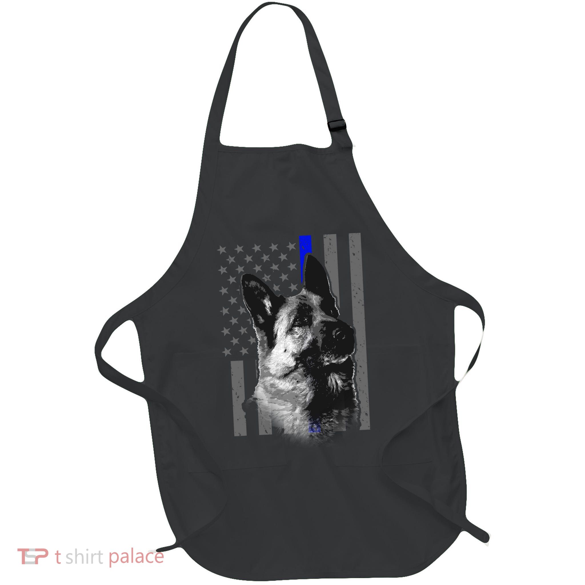 Blue Lives K9 American Thin Line Flag Full-Length Apron With Pockets