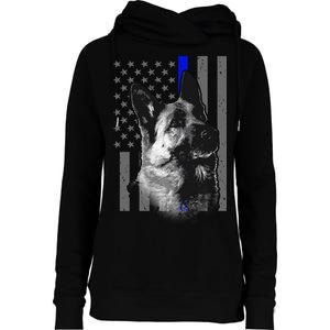 Blue Lives K9 American Thin Line Flag Womens Funnel Neck Pullover Hood