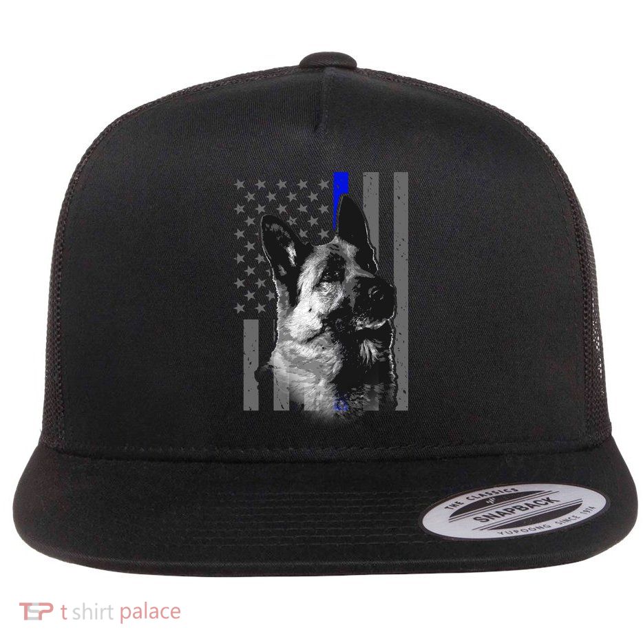 Blue Lives K9 American Thin Line Flag Flat Bill Trucker Hat