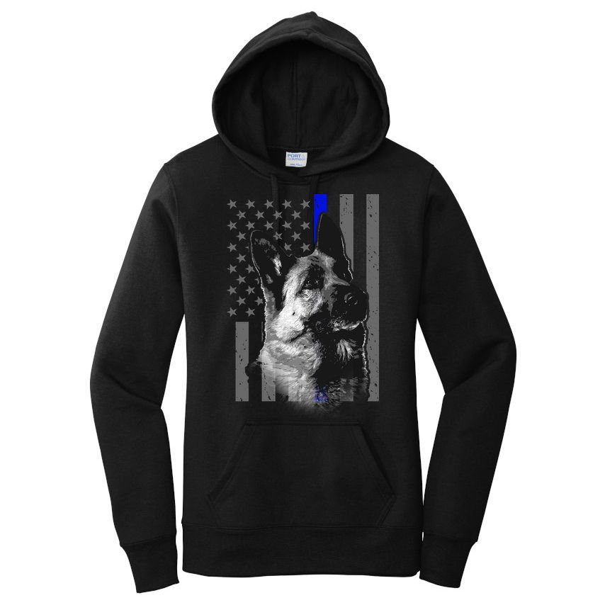 Blue Lives K9 American Thin Line Flag Women's Pullover Hoodie