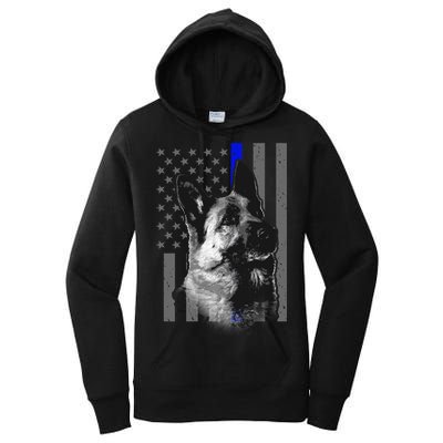 Blue Lives K9 American Thin Line Flag Women's Pullover Hoodie