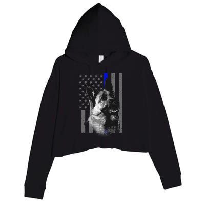 Blue Lives K9 American Thin Line Flag Crop Fleece Hoodie