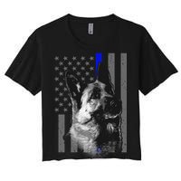 Blue Lives K9 American Thin Line Flag Women's Crop Top Tee