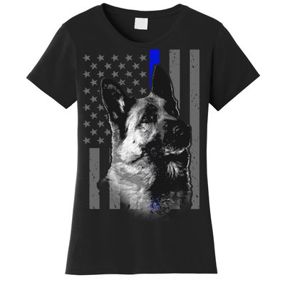 Blue Lives K9 American Thin Line Flag Women's T-Shirt