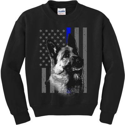 Blue Lives K9 American Thin Line Flag Kids Sweatshirt