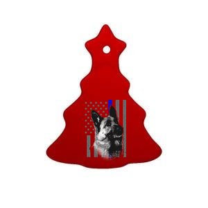 Blue Lives K9 American Thin Line Flag Ceramic Tree Ornament