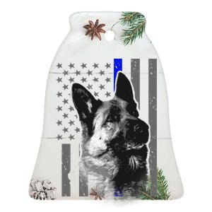 Blue Lives K9 American Thin Line Flag Ceramic Bell Ornament