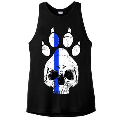 Blue Lives K9 Blue Thin Line Paw Ladies PosiCharge Tri-Blend Wicking Tank