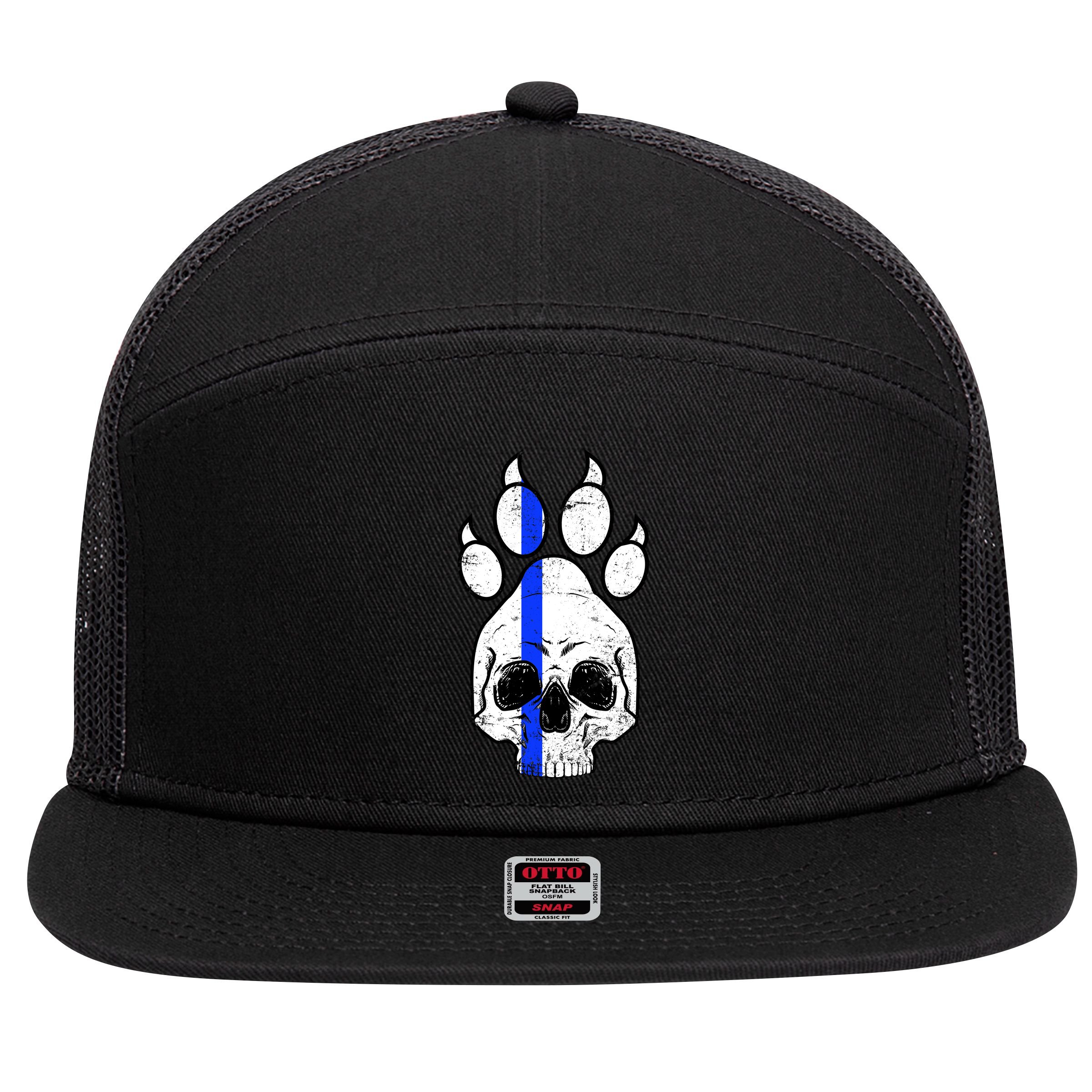 Blue Lives K9 Blue Thin Line Paw 7 Panel Mesh Trucker Snapback Hat