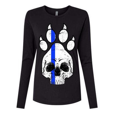 Blue Lives K9 Blue Thin Line Paw Womens Cotton Relaxed Long Sleeve T-Shirt