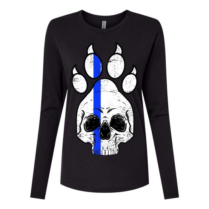 Blue Lives K9 Blue Thin Line Paw Womens Cotton Relaxed Long Sleeve T-Shirt