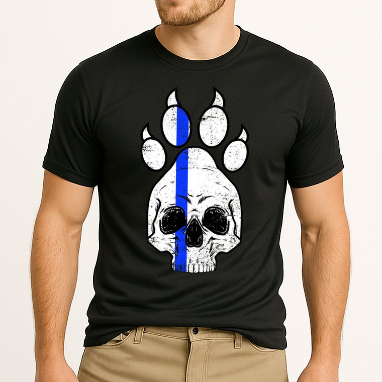 Blue Lives K9 Blue Thin Line Paw Cooling Performance Crew T-Shirt