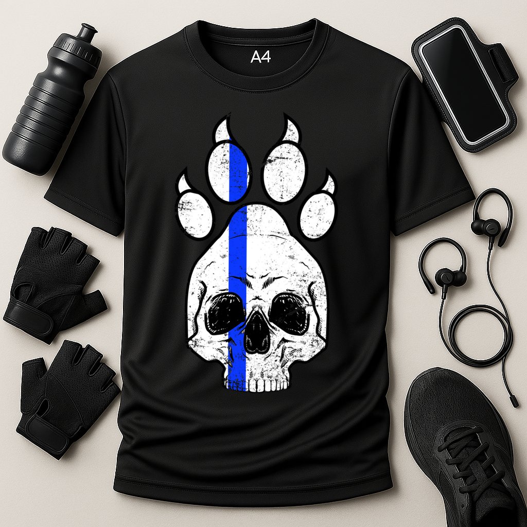 Blue Lives K9 Blue Thin Line Paw Cooling Performance Crew T-Shirt