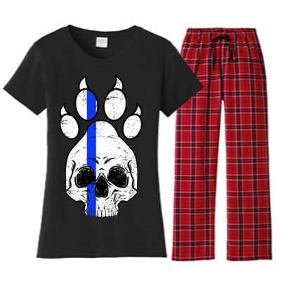 Blue Lives K9 Blue Thin Line Paw Women's Flannel Pajama Set