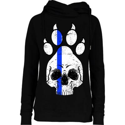 Blue Lives K9 Blue Thin Line Paw Womens Funnel Neck Pullover Hood