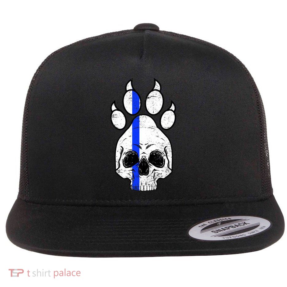 Blue Lives K9 Blue Thin Line Paw Flat Bill Trucker Hat
