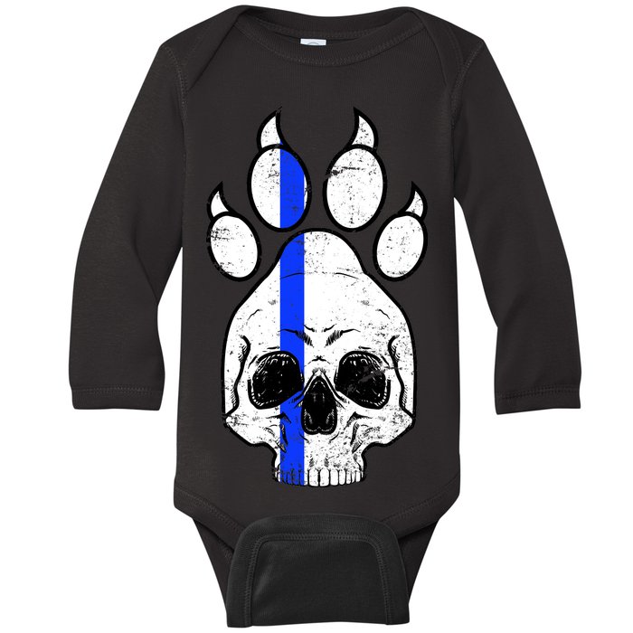 Blue Lives K9 Blue Thin Line Paw Baby Long Sleeve Bodysuit