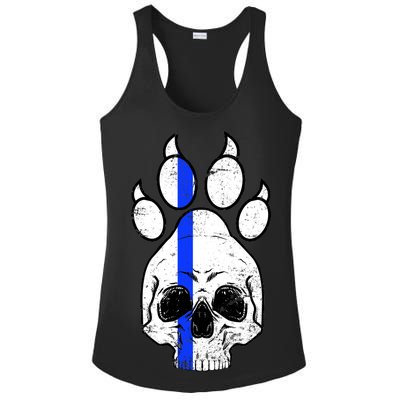 Blue Lives K9 Blue Thin Line Paw Ladies PosiCharge Competitor Racerback Tank