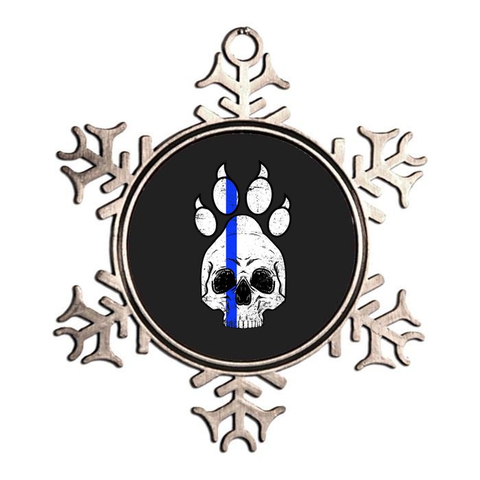 Blue Lives K9 Blue Thin Line Paw Metallic Star Ornament