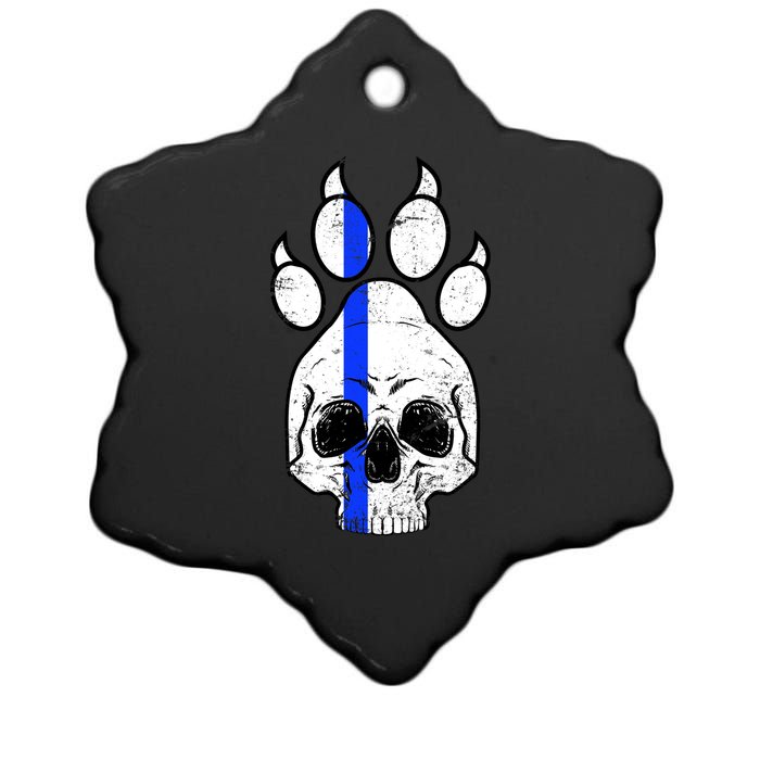 Blue Lives K9 Blue Thin Line Paw Ceramic Star Ornament