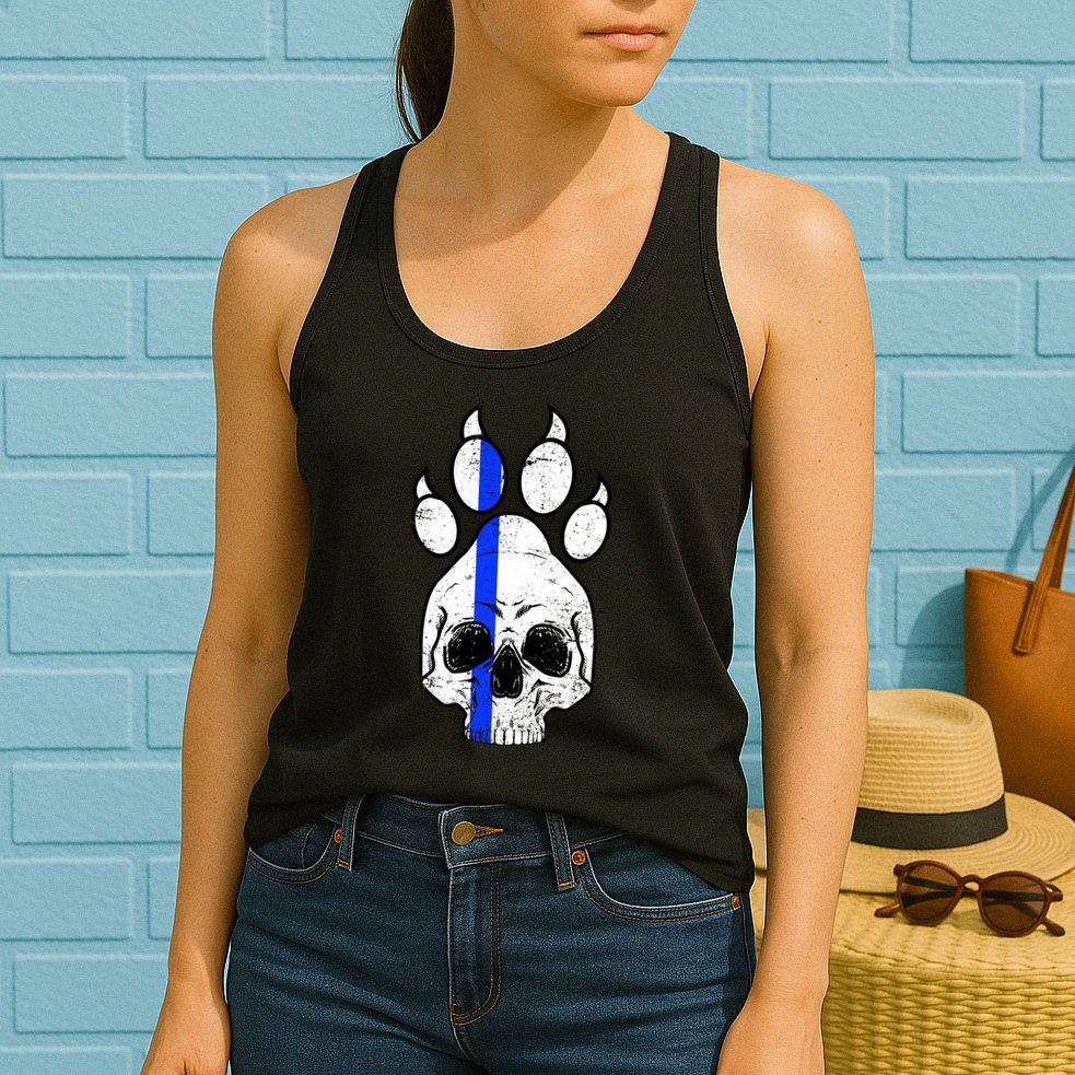 Blue Lives K9 Blue Thin Line Paw Womens Tank Top