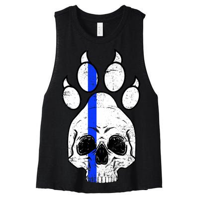 Blue Lives K9 Blue Thin Line Paw Women's Racerback Cropped Tank