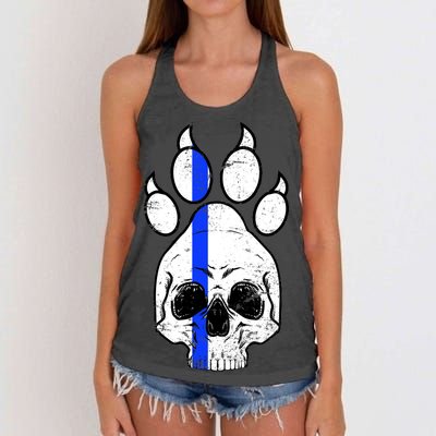 Blue Lives K9 Blue Thin Line Paw Women's Knotted Racerback Tank