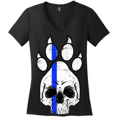 Blue Lives K9 Blue Thin Line Paw Women's V-Neck T-Shirt