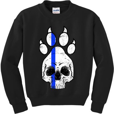 Blue Lives K9 Blue Thin Line Paw Kids Sweatshirt