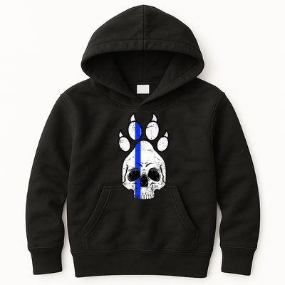 Blue Lives K9 Blue Thin Line Paw Kids Hoodie