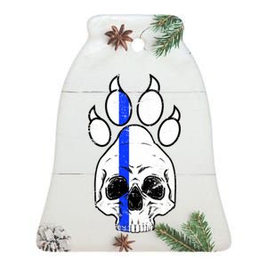 Blue Lives K9 Blue Thin Line Paw Ceramic Bell Ornament