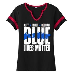 Blue Lives Matter Ladies Halftime Notch Neck Tee