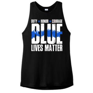 Blue Lives Matter Ladies PosiCharge Tri-Blend Wicking Tank