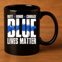 Blue Lives Matter 11oz C Handle Ceramic Mug