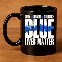 Blue Lives Matter 11oz C Handle Ceramic Mug
