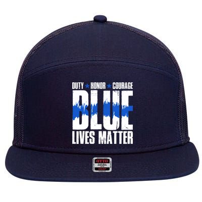 Blue Lives Matter 7 Panel Mesh Trucker Snapback Hat