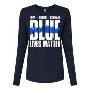 Blue Lives Matter Womens Cotton Relaxed Long Sleeve T-Shirt