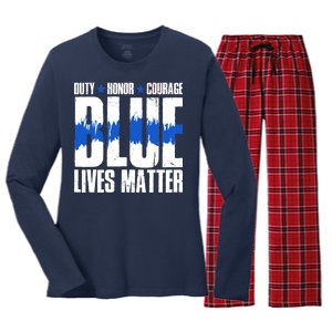 Blue Lives Matter Women's Long Sleeve Flannel Pajama Set 